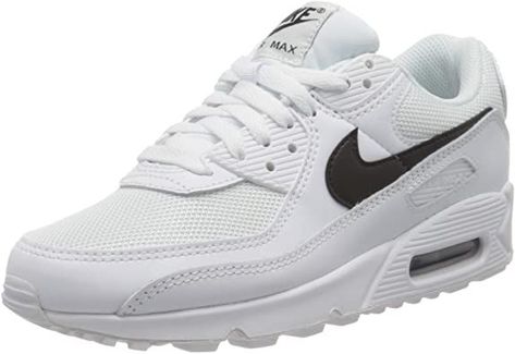 Nike Womens Air Max 90 Womens Running Casual Shoes Cq2560-101 Size 7.5 White/Black/White Air Max 90 Women, White Running Shoes, Black And White Sneakers, Sport Shoes Women, Nike Air Max For Women, Air Max Women, Cute Nikes, Shoe Black, Nike Air Max 270