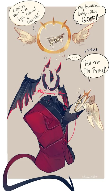 Arthur And Damien, Demon X Angel, Angel X Demon, Au Twitter, Demon Wings, Biblically Accurate, Object Heads, Angel Demon, Angel Drawing