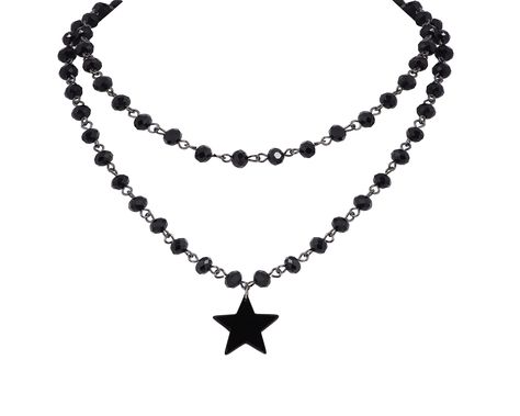 PRICES MAY VARY. GOTH Y2K GRUNGE EMO BLACK STAR CHOKER NECKLACE: This layered black bead Star choker necklace, which is a Sacina original, compliment any of our other accessories MATERIALS: Meticulously crafted from high-quality zinc alloy SIZE & LENGTH: The Black Star Pendant measures 0.8 inches in width, 0.8 inches in height. The first chain is 13.5 inches, the second chain is 16.7 inches, extender chain 2 inches PERFECT GOTHIC JEWELRY GIFT: Perfect Gifts on birthday, party, Halloween,New Year Emo Necklace, Goth Choker Necklaces, New Year Jewelry, Moon Choker Necklace, Choker Necklace Black, Chunky Choker Necklace, Moon Choker, Star Choker, Goth Choker