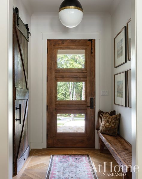 Designer Amy Terry and builder Harold Spradlin help a west Little Rock couple build a downsized home in a beloved area Restaining Furniture, Fromt Doors, Nadine Stay, Rock Couple, Coffee Table Makeover, Antique Brick, Wood Exterior, Wood Exterior Door, Wood Accent Wall