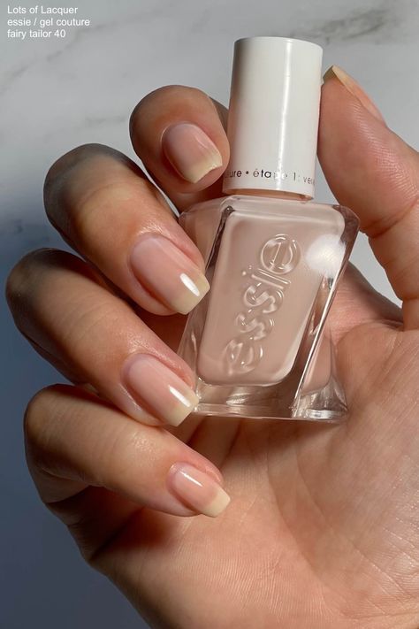 Essie Nail Polish Swatches, Essie Gel Couture Swatches, Flowy Fashion, Natural Nails Manicure, Neutral Nail Polish, Essie Nail Colors, Neutral Nail, Essie Gel Couture, Gel Couture