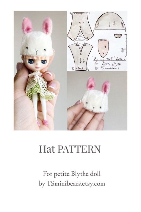 Easter Dolls, Doll Closet, Dolls Clothes Diy, Bunny Hat, Teddy Bear Pattern, Doll Hat, Cat Doll, Creation Couture, Tiny Dolls