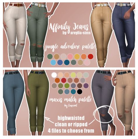 Source: Tumblr | Female - Clothes - Pants | BGC | Sims 4 | TS4 | Maxis Match | MM | CC | Pin by sueladysims Pelo Sims, Sims 4 Mm Cc, Sims 4 Game Mods, Sims 4 Gameplay, Sims 4 Mm, Sims Four, Sims4 Clothes, Jungle Adventure, Sims 4 Cc Packs