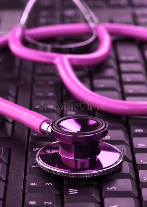 Pink Stethoscope, Black Keyboard, A Black, Keyboard, Medical, Purple, Pink, Black