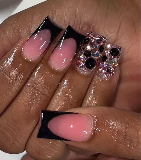 Black Acrylic Nail Designs, Colored Acrylic Nails, White Acrylic Nails, Cute Acrylic Nail Designs, French Acrylic Nails, Short Square Acrylic Nails, Dope Nail Designs, Long Acrylic Nails Coffin, Acrylic Nails Coffin Pink