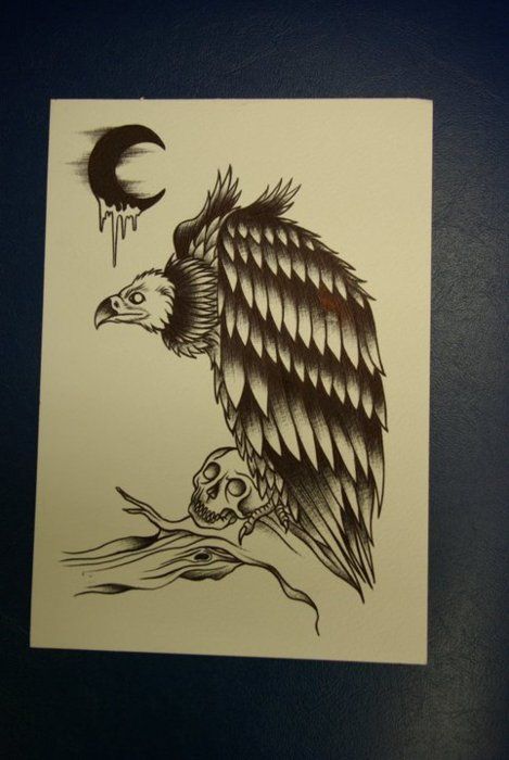 Sam Childs Tattoo Traditional Vulture - very very small Black Vulture Tattoo, Turkey Vulture Tattoo, Vulture Tattoo Design, Buzzard Tattoo, Traditional Vulture Tattoo, Vulture Drawing, Vulture Tattoo, Traditional Tattoo Black And White, Desert Tattoo