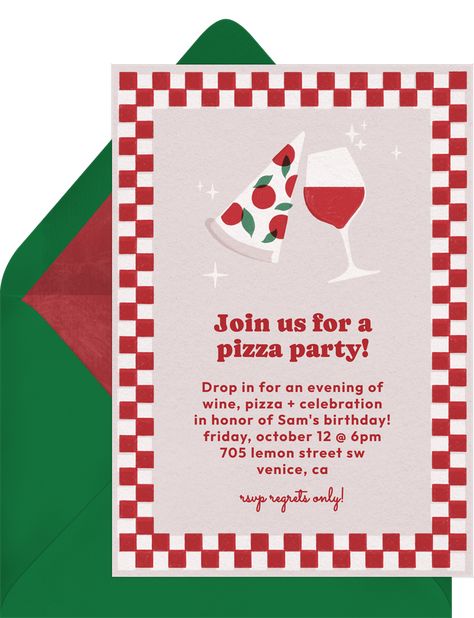 Retro Pizza, Pizza Party Invitations, Business Thank You Notes, Gender Reveal Announcement, Marriage Announcement, Business Holiday Cards, Business Invitation, Halloween Greetings, Adult Birthday Party