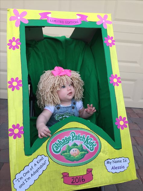 Cabbage Patch Doll Costume, Cabbage Patch Kids Costume, Cabbage Patch Costume, Quick Halloween Crafts, Diy Baby Costumes, Cabbage Patch Babies, Kid Halloween, Halloween Costumes To Make, Toddler Girl Halloween