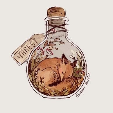 A piece of the forest in the bottle 🍂🍁🧡 #autumn #fall #fox #bottle #Illustration #best_of_illustrations #instaartist #inspiration… | Instagram Cool Colorful Backgrounds, Bottle Illustration, Gemini Art, Fall Drawings, Fairy Tea Parties, Bottle Drawing, Bottle Tattoo, Jar Art, Animal Doodles