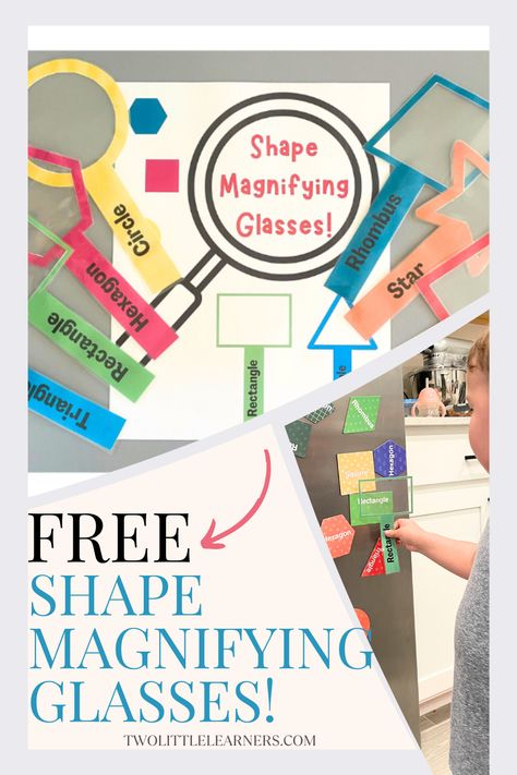 This post is all about shape magnifying glasses free printable. Kids can play this fun shape detective activity with these shape detectives magnifying glasses! Learn more about shapes activities and preschool shape activities at twolittlelearners.com Shape Finders, Shape Detective, Preschool Shape Activities, Learning Shapes Activities, Detective Activity, Shape Worksheets For Preschool, Shape Activities, Shape Activities Preschool, Circle Glasses