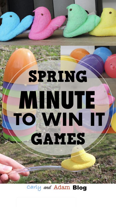 Spring Minute to Win It Games for the Classroom! So many fun ideas for a classroom party or break time! Spring Party Games, Spring Stem Activities, Games For The Classroom, Games For School, Easter Party Games, Spring Games, Spring Classroom, Minute To Win, Minute To Win It Games