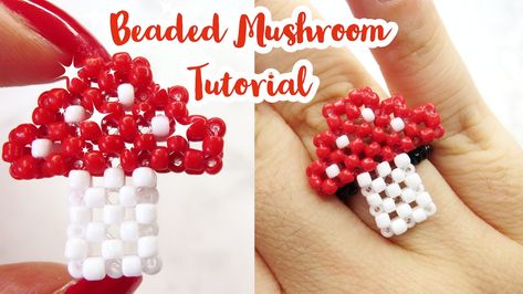 Seed beads, jewelry mushroom, Diy, handmade ideas Mushroom Tutorial, Beaded Mushroom, Anchor Crafts, Polymer Clay Mushroom, Mushroom Crafts, Cottagecore Vibes, Seed Bead Pattern, Accessories To Make, Painted Flower Pots