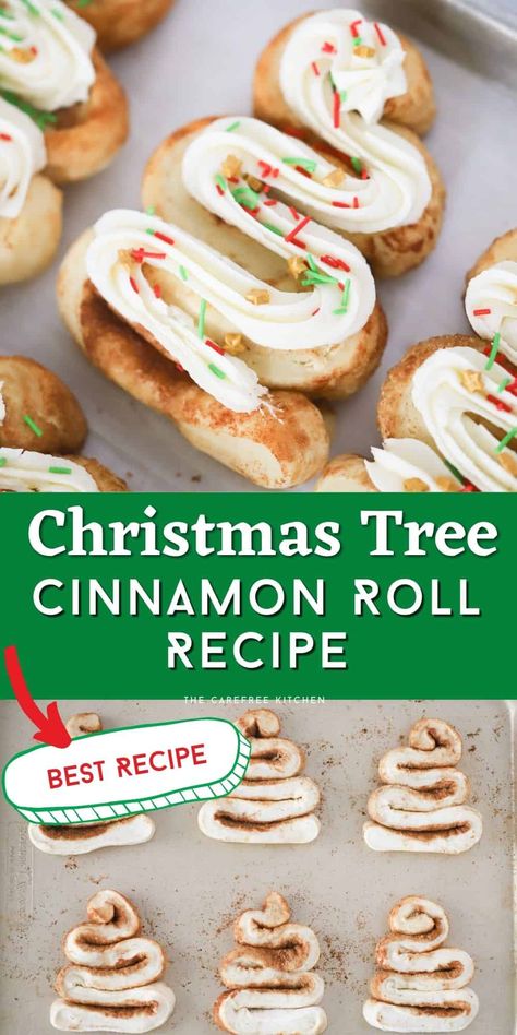 Cinnamon Roll Pfp, Christmas Cinnamon Roll, Cinnamon Roll Christmas Tree, Easy Christmas Breakfast, Christmas Sprinkles, Holiday Breakfast, Birthday Brunch, Cream Cheese Icing, Christmas Brunch