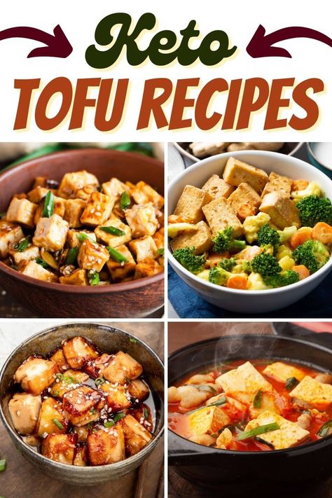 Try these keto tofu recipes for vegetarian meals the family will love! From stir-fry to teriyaki to noodle soup, you won't miss the meat in these low-carb dishes. Diet Tofu Recipes, Tofu Recipes Keto, Bariatric Tofu Recipes, Low Carb Vegetarian Meals Easy, Keto Tofu Recipes Easy, Tofu Recipes Low Carb, Tofu Keto Recipes, Low Calorie Tofu Recipes, Low Carb Tofu Recipes