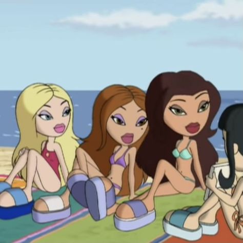 Bratz Beach, Summer Pfp, Anime Beach, Bratz Characters, Discord Nitro, Emotes Discord, Girly Vibes, Bratz Girls, Cartoon Girls