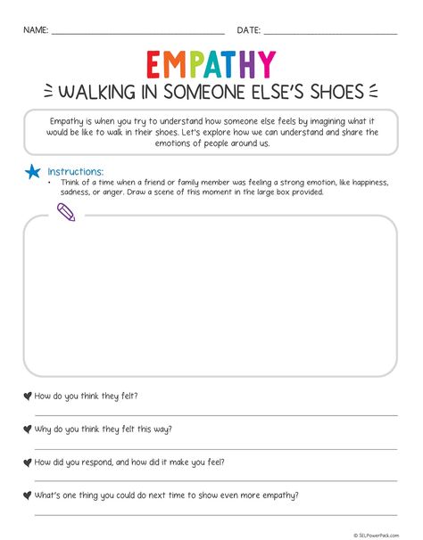 empathy Empathy Worksheets Free, Empathy Group Activities, Empathy Worksheet, Empathy Exercises, Counselling Activities, Child Therapy Activities, Empathy Activities, Emotional Learning Activities, Coping Skills Activities