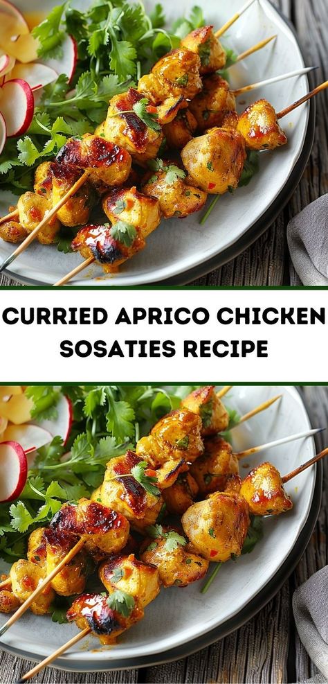 "Looking for apricot recipes? Try our Curried Apricot Chicken Sosaties Recipe! This chicken recipe combines delicious apricots with a flavorful curry, perfect for healthy dinner ideas and easy chicken recipes for dinner. Chicken Sosaties, Bbq Food Ideas, Apricot Recipes, Apricot Chicken, Top Chicken Recipes, Bbq Food, Savory Chicken, Delish Recipes, Yummy Chicken Recipes