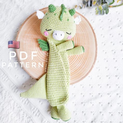 PATTERN ONLY: Dragon Lovey Dragon Baby Security Blanket - Etsy Crochet Dragon Lovey, Diy Crochet Amigurumi, Crochet Nursery Decor, Crochet Nursery, Lovey Pattern, Crochet Lovey, Easy Crochet Baby Blanket, Baby Security Blanket, Crochet Fun