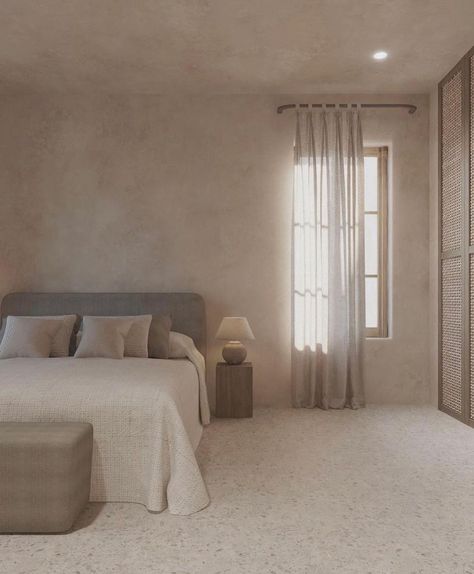 Limewash Bedroom, Beige And Grey Bedroom, Spanish Bedroom, Limewash Walls, Beautiful Bedroom Designs, Gym Room At Home, Bedroom Updates, Beige Bedroom, Bedroom Closet Design