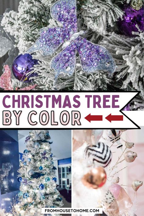 15 Elegant Color Themed Christmas Tree Ideas | Holidays and Events Christmas Tree With Balls Only, Purple And Blue Christmas Decorations, White And Silver Christmas Decor Ideas, Silver Tree Decorating Ideas, Purple And White Christmas Tree, Themed Christmas Tree Ideas, Christmas Tree Color Schemes, Purple Christmas Tree Decorations, Turquoise Christmas Tree