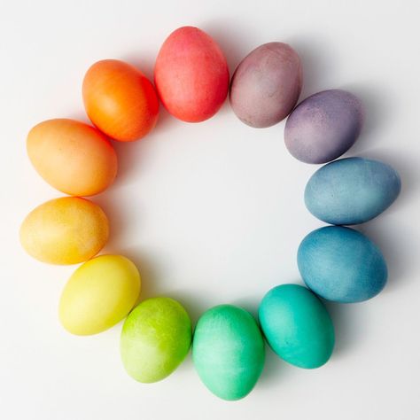 Dye Easter Eggs in Any Color of the Rainbow with This Chart | Martha Stewart Food Coloring Chart, Color Wheel Projects, Dye Easter Eggs, Egg Styles, Color Wheels, Indoor Plant Wall, Egg Dye, Easter Egg Dye, Plastic Easter Eggs