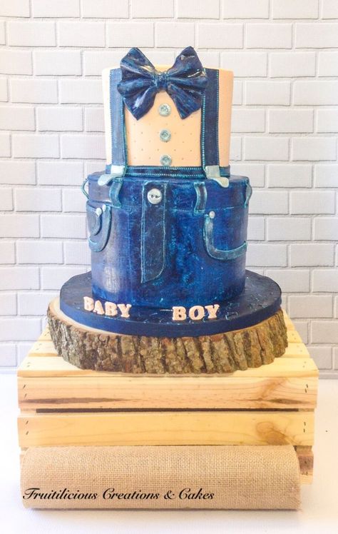 Denim Baby Shower Cake Denim Baby Shower, Angel Baby Shower, Cake Design Inspiration, Baby Shower Menu, Denim Baby, Boy Baby Shower Themes, Baby Shower Diapers, Blue Baby Shower, Baby Shower Fun