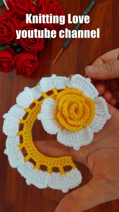 3D⚡💯Wonderful Crochet Flower💯👌 Very Easy Crochet Rose Flower Making for Beginners #crochet Free Crochet Rose Pattern, Roses Au Crochet, Crochet A Flower, Crochet Rose Pattern, Octopus Crochet Pattern, Crochet Ornament Patterns, Barbie Knitting Patterns, Crochet Leaf Patterns, Crochet Flowers Easy