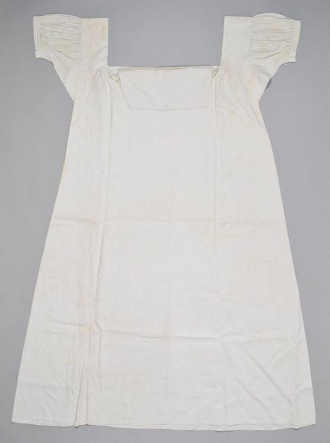 Chemise | V&A Explore The Collections Linen Chemise, Red Cross Stitch, Women's Chemises, Pleated Sleeves, Victoria And Albert, Victoria And Albert Museum, Romantic Style, Fashion Collection, Night Gown