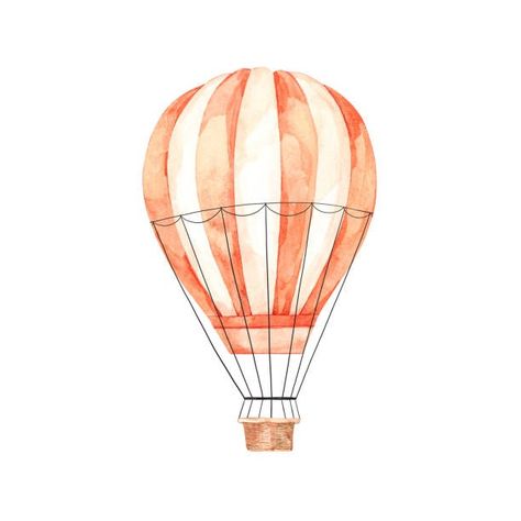 Hot Air Balloon Illustration, Balloon In The Sky, Hot Air Balloon Drawing, Children Tattoo, Holiday Poster Design, Airship Balloon, Fire Balloon, Balloon Template, Flying Balloon