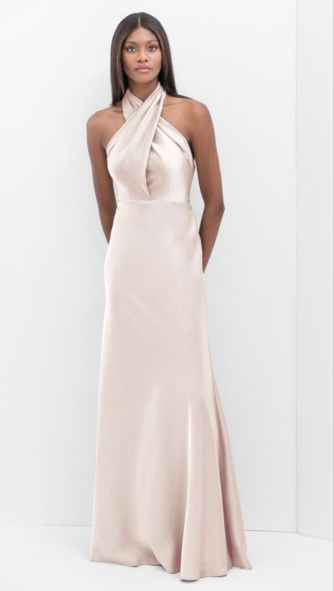 Watters Bridal, Full Gown, Bianca Dress, Champagne Rose, Dress High Neck, Bridesmaid Dress Styles, Neck Bow, Prom Dress Inspiration, Wedding Attire Guest