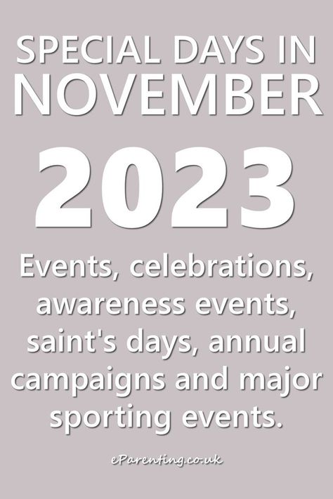 National Days In November, Special Days In November, November National Days, November Events, World Prematurity Day, Hindu Festival Of Lights, October Events, Annual Campaign, Guy Fawkes Night