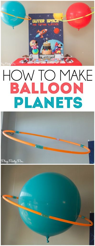 Turn balloons and hula hoops into perfect planets for an outer space or alien party for kids. Such a fun DIY party decorating idea! Outer Space Party Decorations, Diy Ballon, Planet Party, Space Party Decorations, Galaxy Party, Alien Party, Astronaut Party, Outer Space Decorations, Space Theme Party