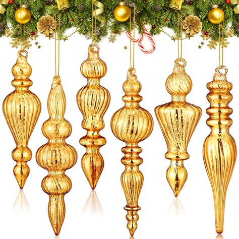 PRICES MAY VARY. Meet Your Requirements: you will receive 6 pieces finial mercury glass ornaments, sufficient to satisfy your daily use, replacing and sharing demands, and reusing the ornaments for future festive seasons, ensuring long term enjoyment Nice Workmanship: our glass Christmas ornaments are made of glass, ensuring a good texture and long lasting durability; Not easy to break or deform, serviceable and lasting, which can be applied for a long time, bringing you a good using experience Christmas Finials, Mercury Glass Decor, Glass Finial, Mercury Glass Christmas Ornaments, Glass Christmas Decorations, Mercury Glass Christmas, How To Make Christmas Tree, Mercury Glass Ornaments, Hanging Christmas Tree