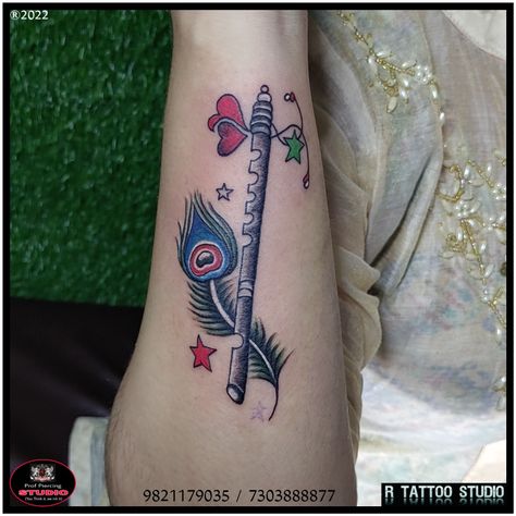 Peacock feather tattoo Bansuri tattoo #colourful #feather #tattoo# peacock #feather tattoo #Bansuri tattoo #Krishna #bansuri tattoo Krishna #feather tattoo beautiful tattoo feather tattoo Bansuri Tattoo Design, Morpankh Tattoo, Bansuri Tattoo, Mor Pankh Tattoo, Krishna Feather, Peacock Feather Tattoo Design, Tattoo Krishna, Tattoo Colourful, Krishna Bansuri