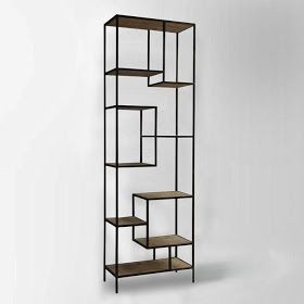 West Elm Reclaimed Pine + Iron Bookcase Staggered Shelves, Contemporary Bookshelf, Wide Bookcase, Oversized Furniture, Modern Bookcase, Metal Shelf, Standing Shelves, Home Office Storage, Reclaimed Pine