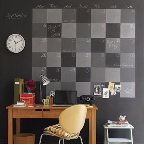 Chalkboard calendar Chalkboard Paint Wall, Chalkboard Wall Calendars, Papan Tulis Kapur, Chalkboard Calendar, Blackboard Wall, Chalkboard Wall, Home Office Storage, Home Organisation, Small Home Office