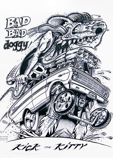 Ed Roth Art, Truck Tattoo, Cartoon Car Drawing, Cool Car Drawings, Rat Fink, Car Artwork, Garage Art, Weird Cars