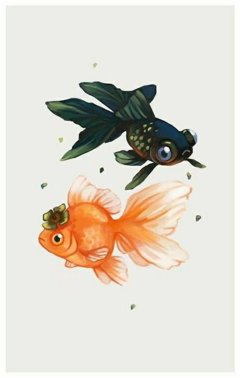 Goldfish Art Illustrations, Goldfish Art, Book Illustration Art, Dope Cartoon Art, Flash Art, Sketchbook Inspiration, Fish Art, Animal Wallpaper, Persimmon