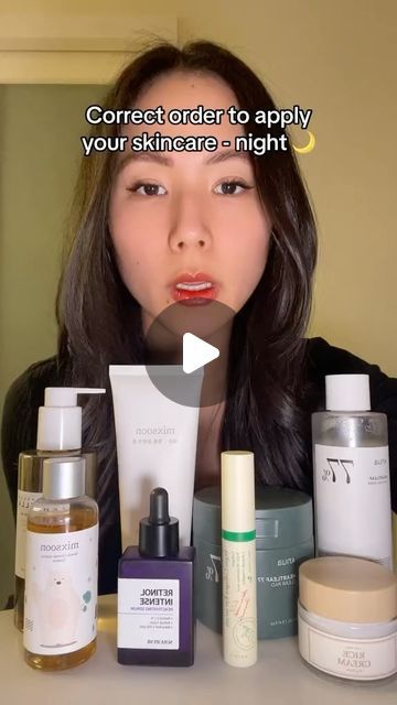 Kelly on Instagram: "Correct order to apply skincare at night 🌙 

.
.
.
#koreanskincareproducts #beautyskincare #koreanskincare #koreanskincareroutine #kbeautyobsessed #kbeautylover #kbeautylovers #kbeautyaddict #glassskin #beautyobsessed #skincareobsession #skincareorder #nightskincareroutine #nightskincare" Skincare At Night, Order To Apply Skincare, Apply Skincare, Night Skin Care Routine, Skin Care Order, Korean Skincare Routine, Glass Skin, Mens Skin Care, K Beauty