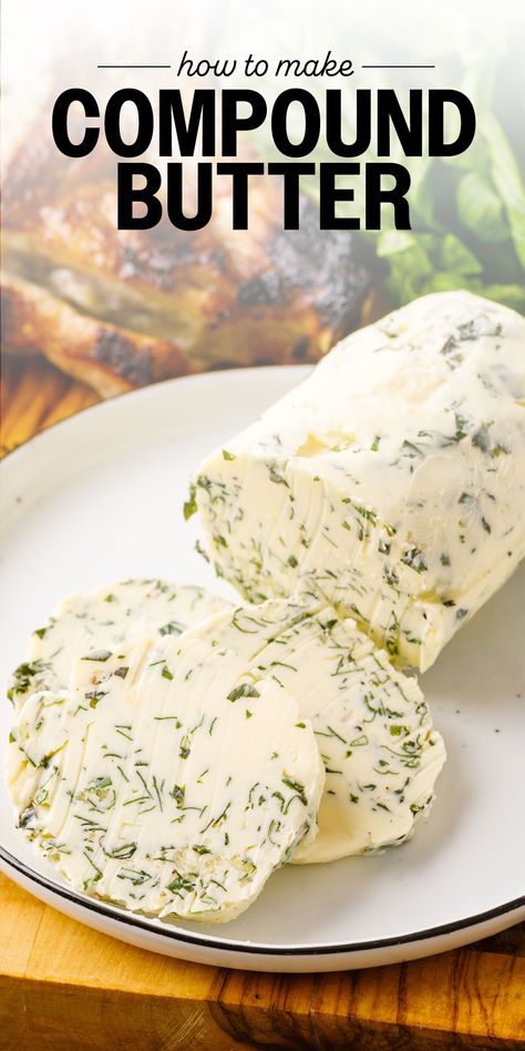 Garlic basil compound butter is the condiment you didn’t know you needed. You can use it in various dishes, from steak dinners to turkey sandwiches. Herb Compound Butter, Compound Butter Recipe, Herb Butter Recipe, Garlic Scapes, Garlic Herb Butter, Flavored Butter, Steak Butter, Compound Butter, Herb Butter