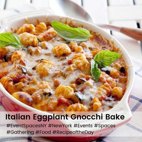 A healthy pasta recipe for you and for your guest! Try this Italian Eggplant Gnocchi Bake recipe from the Food Network! 🍽🍴  Check out the full recipe at https://www.foodnetwork.com/recipes/food-network-kitchen/italian-eggplant-gnocchi-bake-recipe-2121259  #EventSpacesNY #NewYork #Events #Spaces #Gathering #Food #RecipeoftheDay Eggplant Gnocchi, Healthy Pasta Recipe, College Dinners, Italian Eggplant, Gnocchi Bake, Kitchen Italian, The Kitchen Food Network, Meat Casserole, Baked Gnocchi