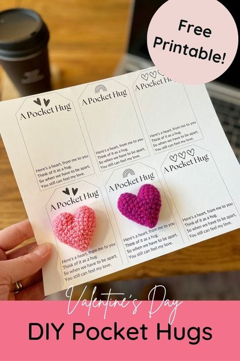 Hug Crochet Pattern, Valentine Pocket Hug, Crochet Pocket Hug Heart, Pocket Hug Free Printable, Pocket Hug Card Printable Free, Pocket Hugs Crochet Pattern, How To Make A Pocket Hug, Crochet Pocket Hug Ideas, Crochet Pocket Hug Pattern