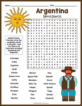 Spanish Heritage Month Activity: Argentina Word Search by Puzzles to Print Argentina Activities For Kids, Spanish Heritage Month Activities, Argentina Independence Day, Spanish Heritage Month, Spanish Teacher Classroom, Hispanic Heritage Month Activities, Word Search Puzzles Printables, Puzzle Worksheet, No Prep Activities