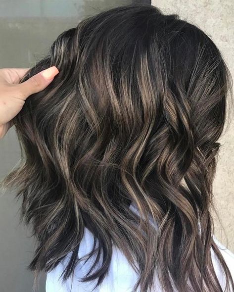 Ash Blonde Hair Color - Ash Blonde Highlights On Dark Hair #haircolorbalayage Ash Blonde Highlights On Dark Hair, Ash Blonde Hair Color Ideas, Ash Blonde Hair Color, Blonde Highlights On Dark Hair, Ash Blonde Hair Colour, Ash Blonde Highlights, Ash Blonde Balayage, Ash Hair Color, Blond Balayage