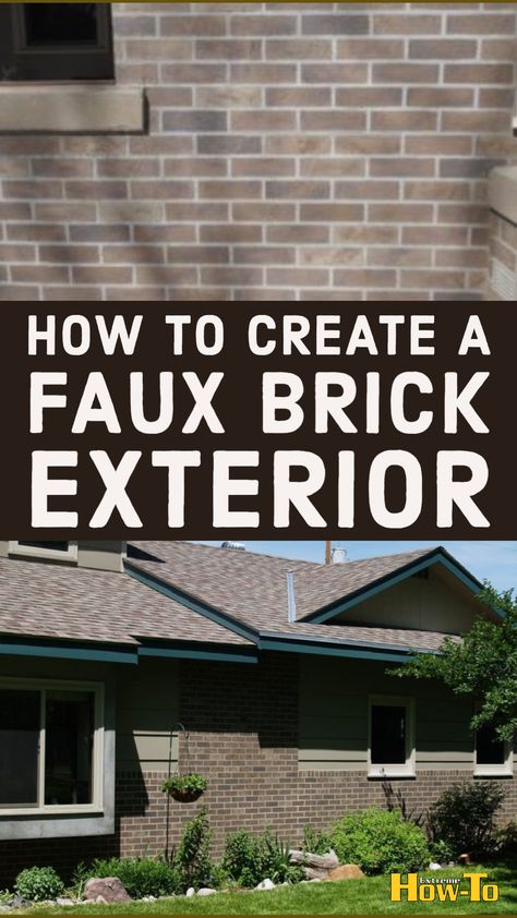 Faux Brick Exterior, Stucco Home Exterior, Brick And Siding Exterior, Outdoor Curb Appeal, Fake Brick, Building A Retaining Wall, Brick Face, Stone Paint, Brick Siding