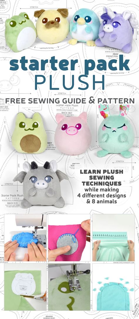 Free Sewing Patterns For Kids Toys, Kawaii Plush Sewing Patterns, Sewing Pattern Free Animals, Sewing Patterns Free Stuffed Animals, Free Sewing Patterns For Plushies, Sew Plushies Free Pattern, Easy Sew Stuffed Animals Free Pattern, Sewing Plushies For Beginners, Free Plush Sewing Patterns For Beginners