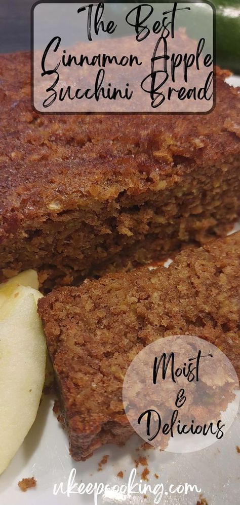 What I love about baking with zucchini is that I can hide important vitamins in treats that my kids love! These vegetables are high in fiber and low in calories, and it’s easy to say that this Cinnamon Apple Zucchini Bread is good for you! Zucchini And Apple Bread, Zucchini Bread With Apples, Cinnamon Apple Zucchini Bread, Zucchini Apple Crisp Recipe, Zucchini Apple Loaf, Zucchini Bread Baked Oatmeal, Zucchini Bread With Cake Mix Easy, Apple Zucchini Bread Recipes, Spiced Apple Zucchini Bread