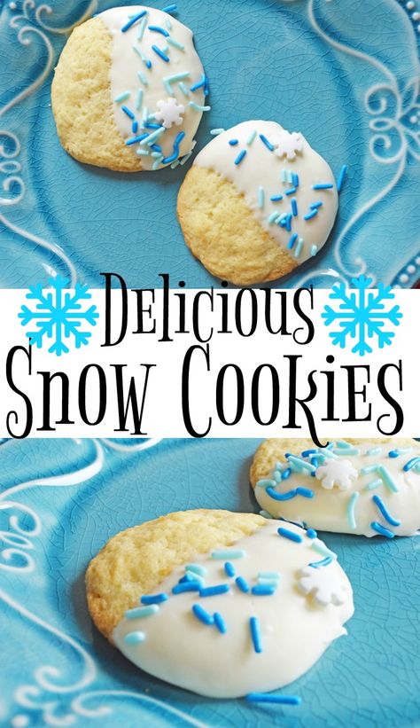 I'm wishing for snow during the holiday season! Even if it doesn't happen, these delicious Snow Cookies will help keep me in the holiday spirit! Dirty Snow Cookies, Fun Winter Desserts, Cookies For January, Snow Day Cookies, Snow Day Desserts, Snow Themed Desserts, January Cookies, January Baking, Snow Dough Recipe