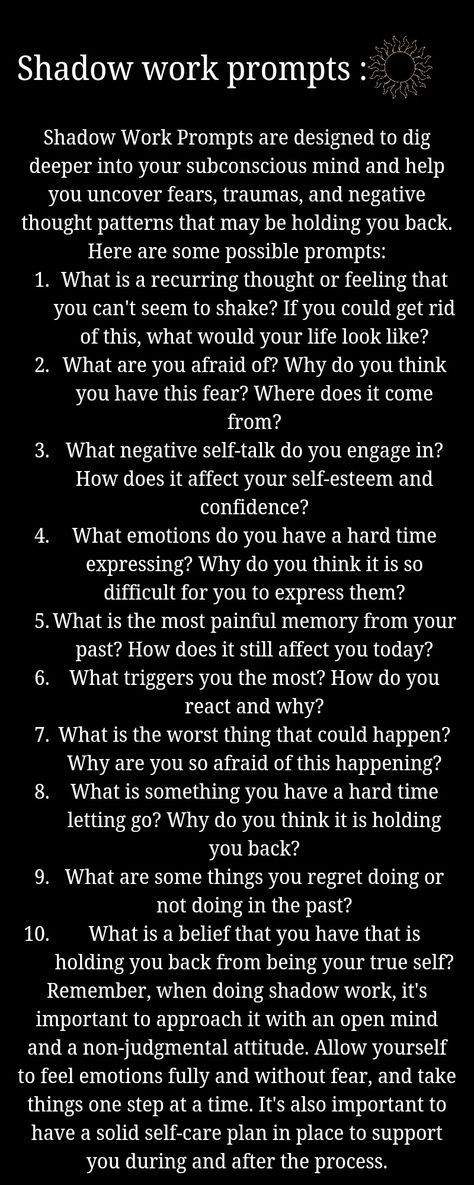 10-journal prompts for shadow work Deep Self Questions, Shadow Work Questions For Healing, Emotional Shadow Work, End Of Year Shadow Work, Shadow Work For Forgiveness, January Shadow Work Prompts, Detachment Shadow Work, Shadow Work For Friendships, Shadow Work Questions For Relationship