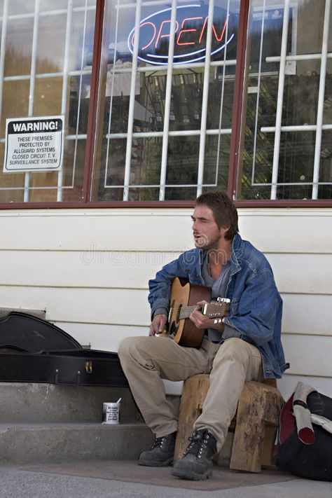 Homeless Musician. Hopeful homeless man singing Homeless Outfit, Homeless Aesthetic, Homelessness Awareness, Ginkgo Art, Man Singing, Funny Home Decor, Homeless People, Playing Guitar, Stock Images Free